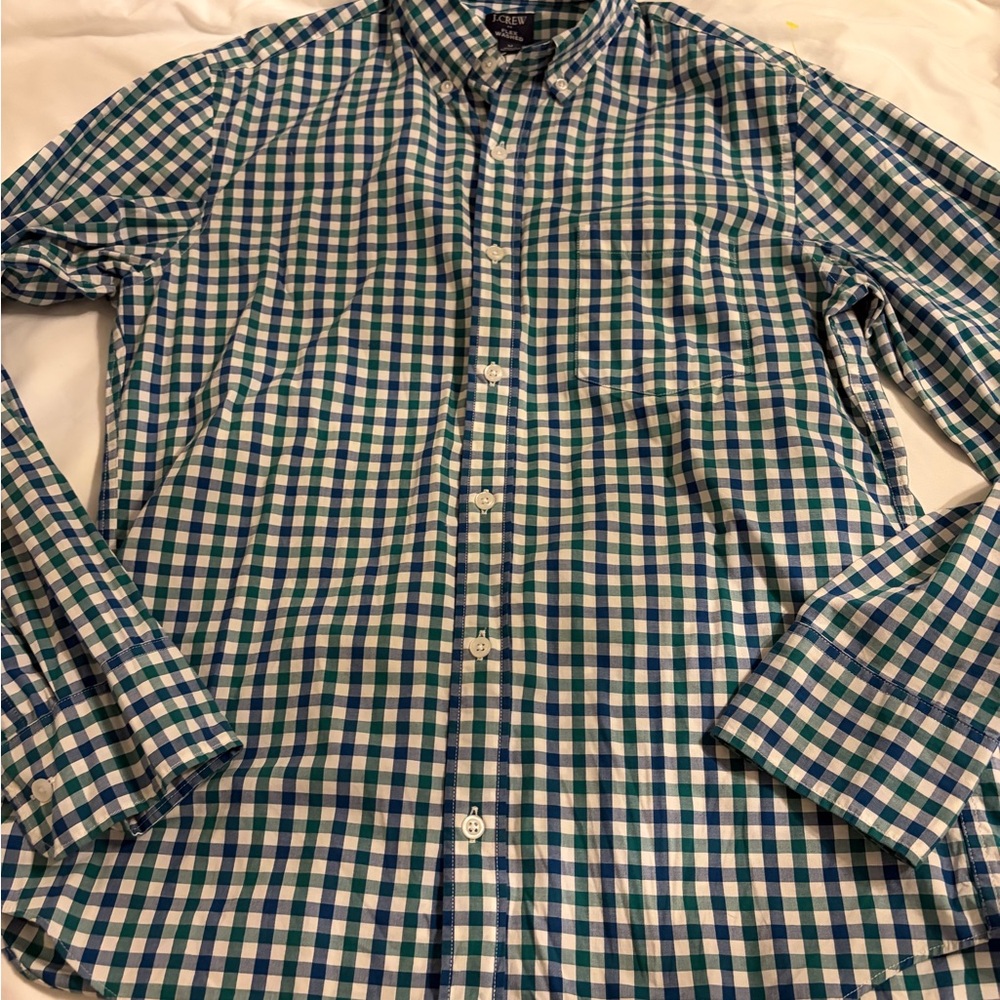 J. Crew Green and Blue Plaid Casual Shirt‎